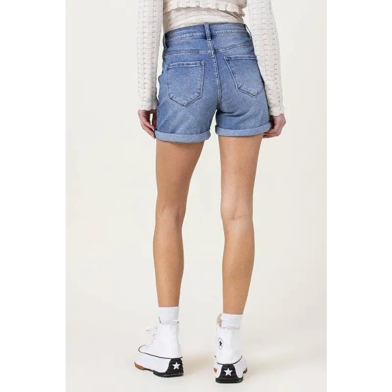 Shop DENIM SHORTS W PIN TUCK DETAIL Trendy Women's Clothing