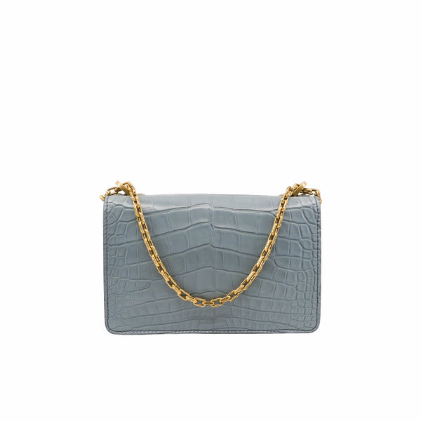 twist chain bag crocodile green phw – L'UXE LINK