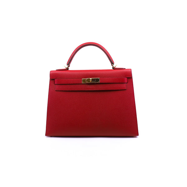 Hermes Kelly Pochette Epsom Q5 Rouge Casaque SHW Stamp X