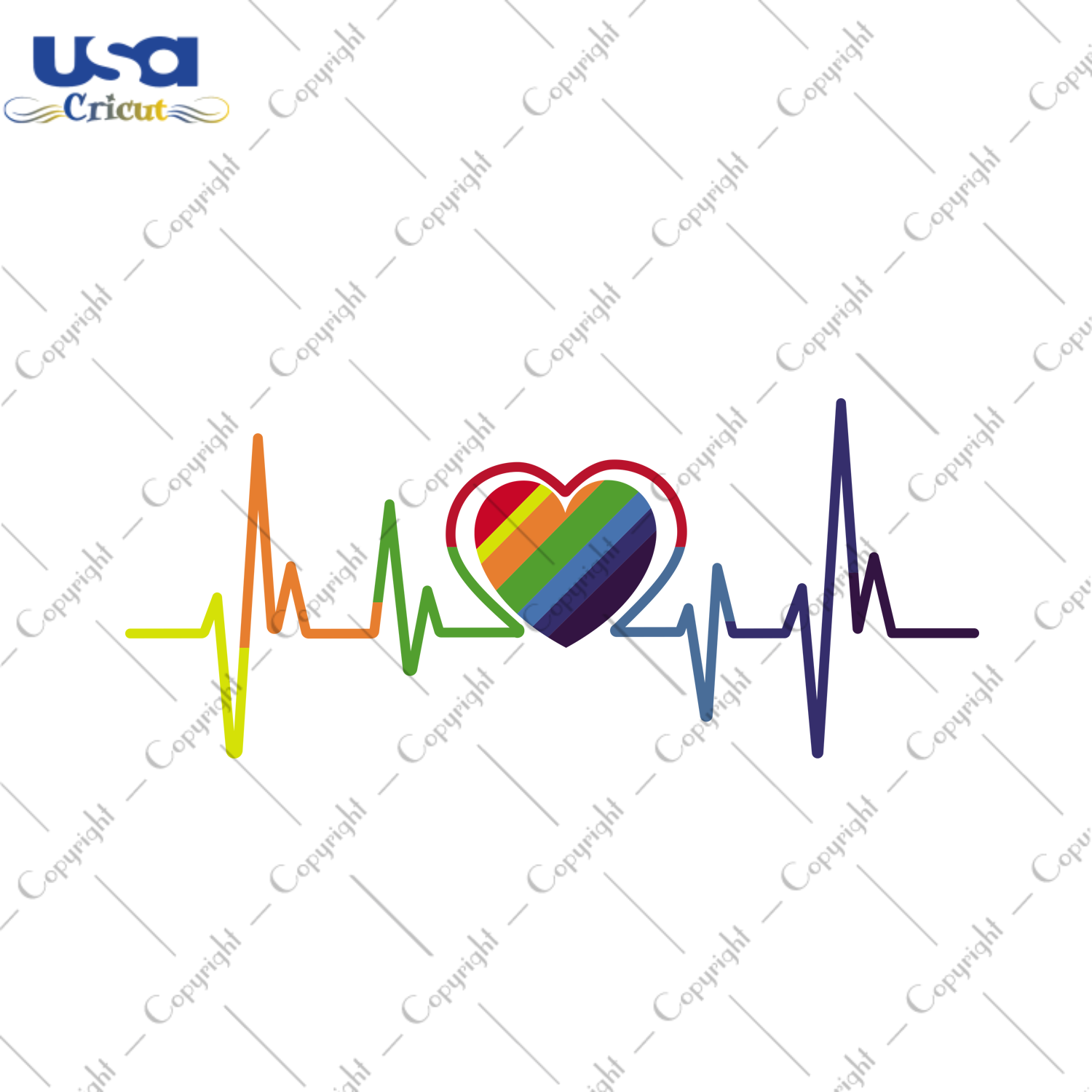 gay pride logo heart beat