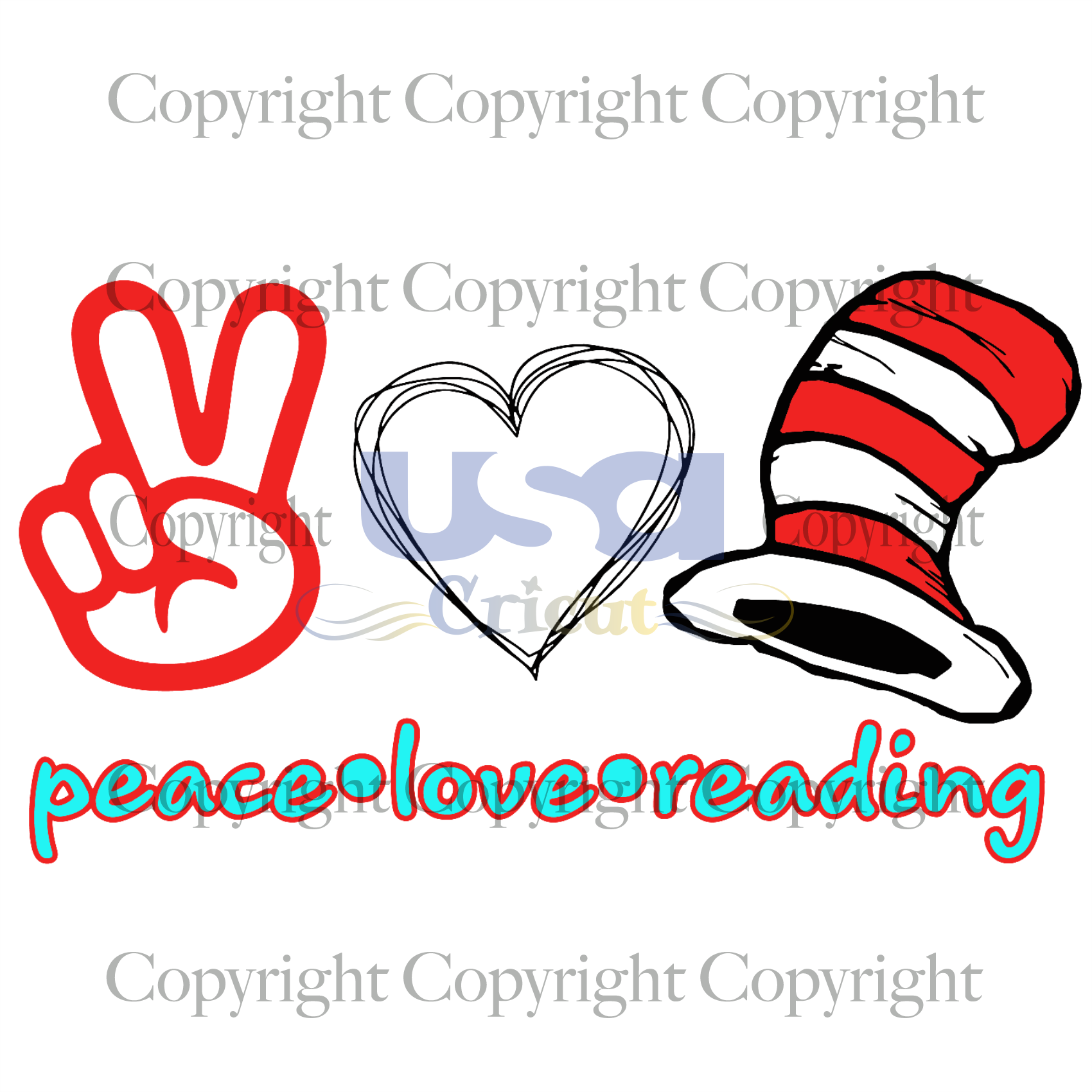 Download Peace Love Reading Dr Seuss Svg Cat In The Hat Reading Book Svg Re Usa Cricut