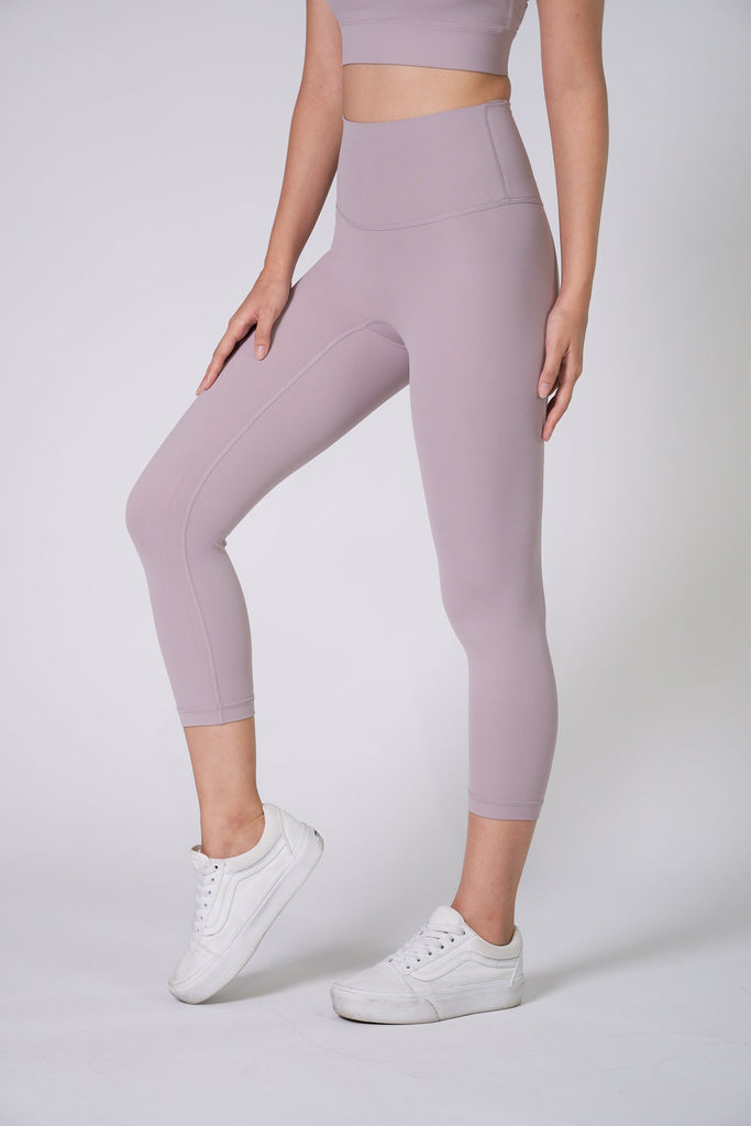 Dusty Mauve Perforated Panel Mid Rise Leggings · Filly Flair