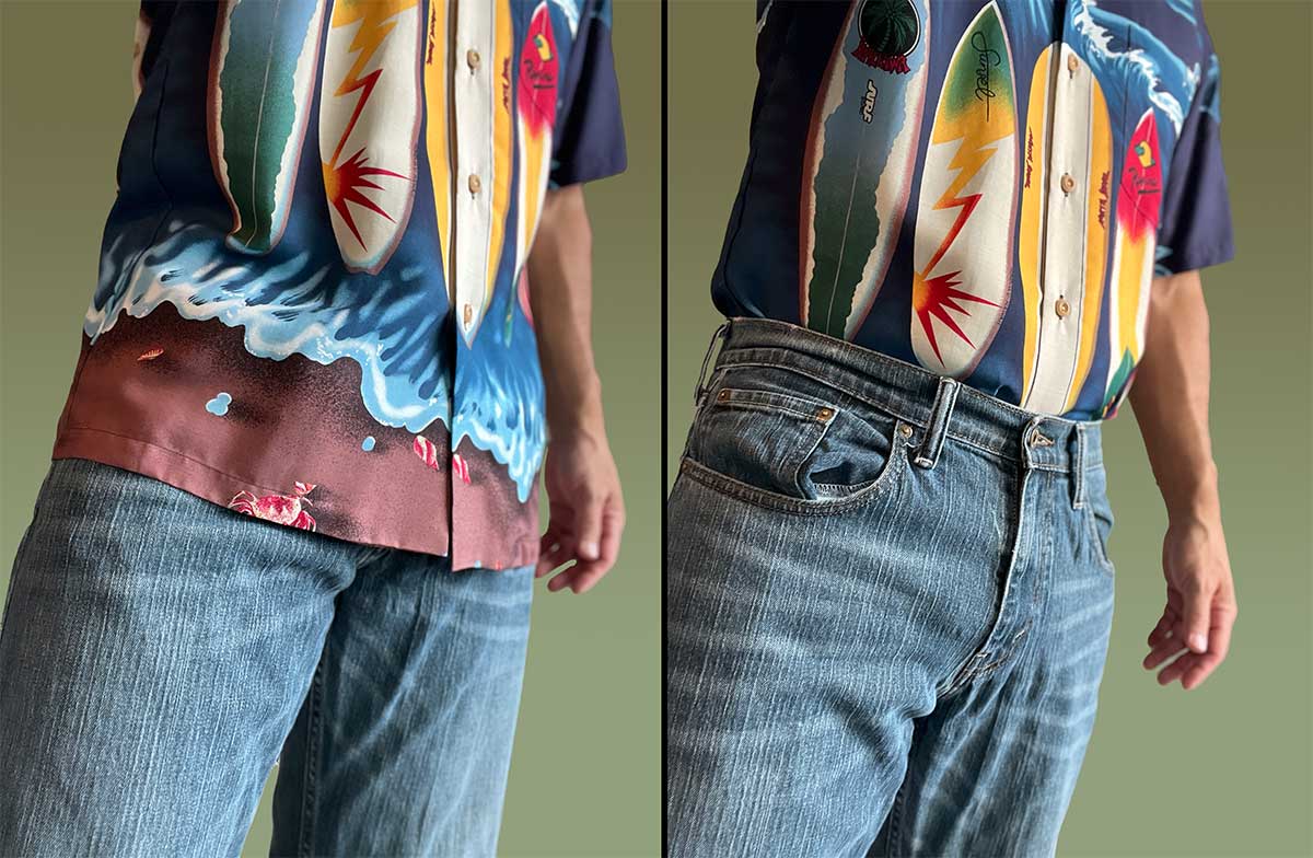 Hawaiian Shirt Untucked vs Tucked - Bottom Design Print