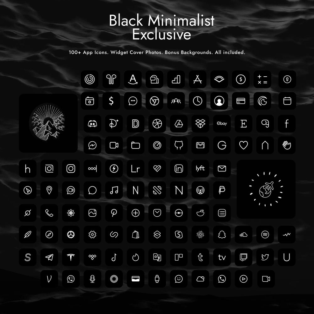 black and white app icons
