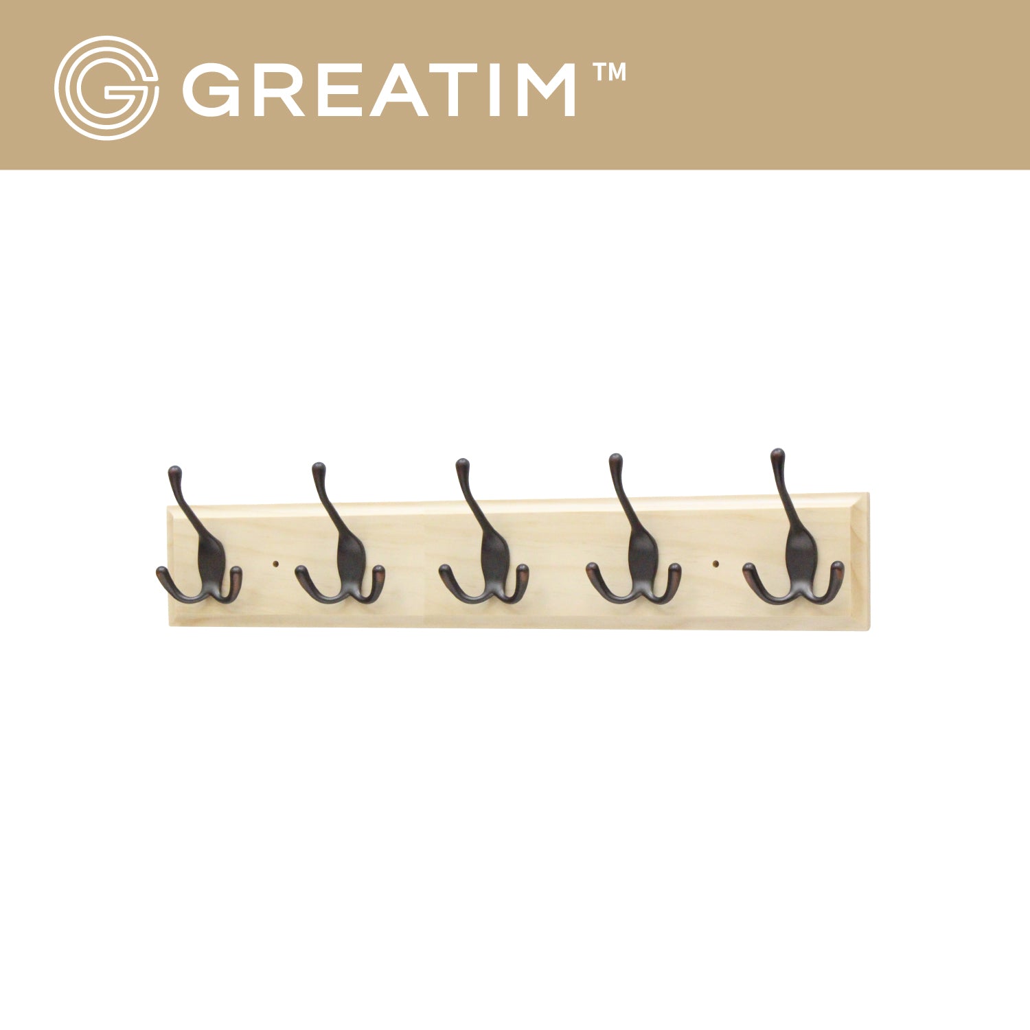 Greatim GT-CH004 Wall Coat Rack, 5 Triple Red Copper Hooks