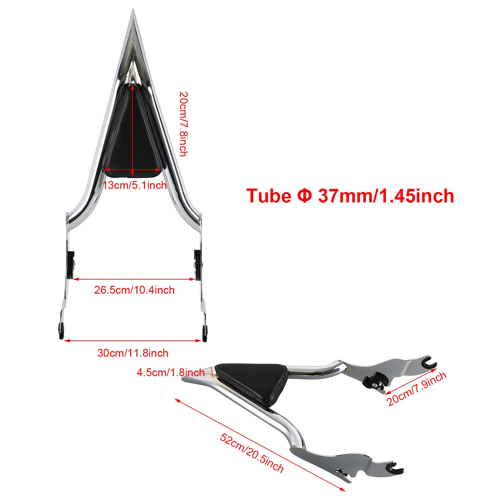 Chrome Backrest Sissy Bar for CVO Road Glide Street Road King 2009-2022