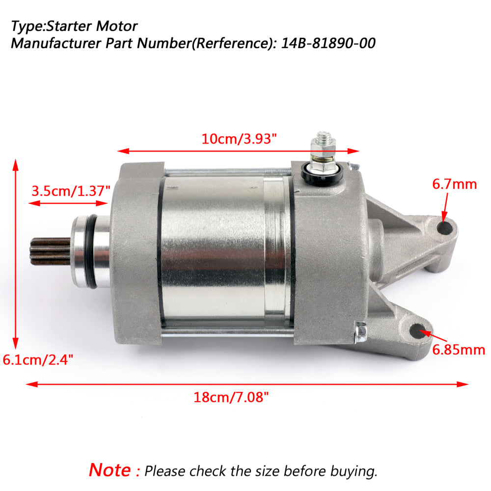 STARTER MOTOR For YAMAHA 2006 - 2020 YZFR6 YZF R6 FZ6R XJ6 2C0-81890-0