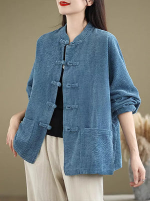 Corduroy Vintage Long Sleeve Jacket for Women - FirstFeeling