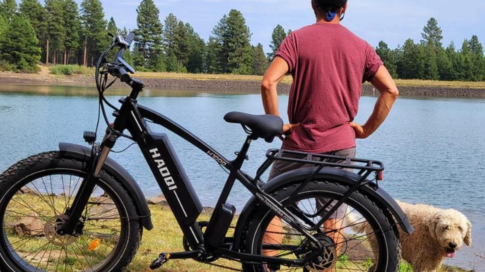 haoqi ebike beside a lake