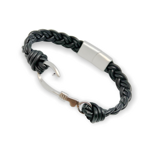 Maui Fish Hook Braided Leather Bracelet – Simple Natural Design