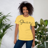 SHE. E.O. Short-Sleeve Unisex T-Shirt (Black)