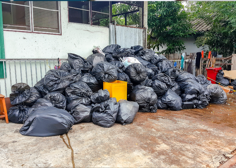 big pile of rubbish bags