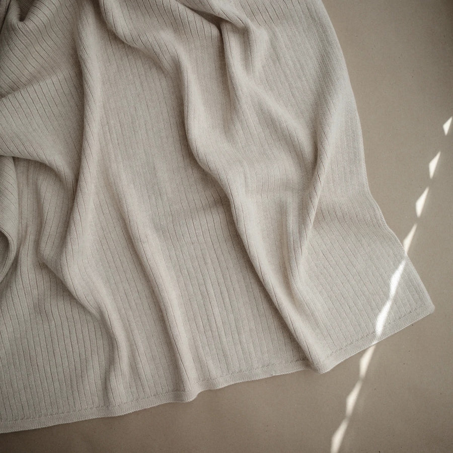 Mushie - blanket - ribbed beige melange