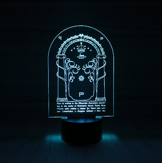 Krankzinnigheid half acht Frank LED 3D Lamp Laser engraved - Lord of the rings Door of Durin. Elvin. –  Cutlight