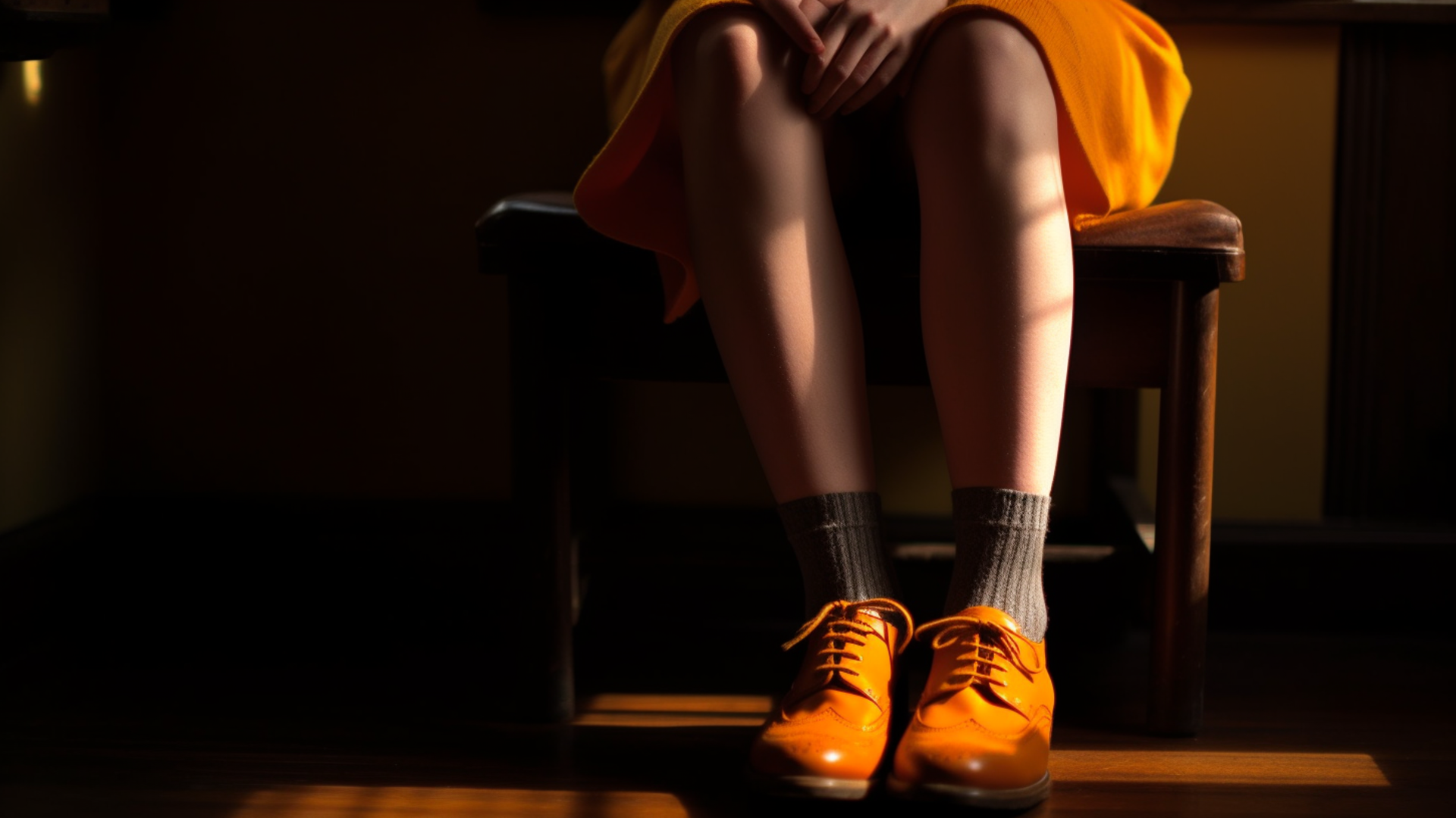 socks with orange skirt and orange shoes