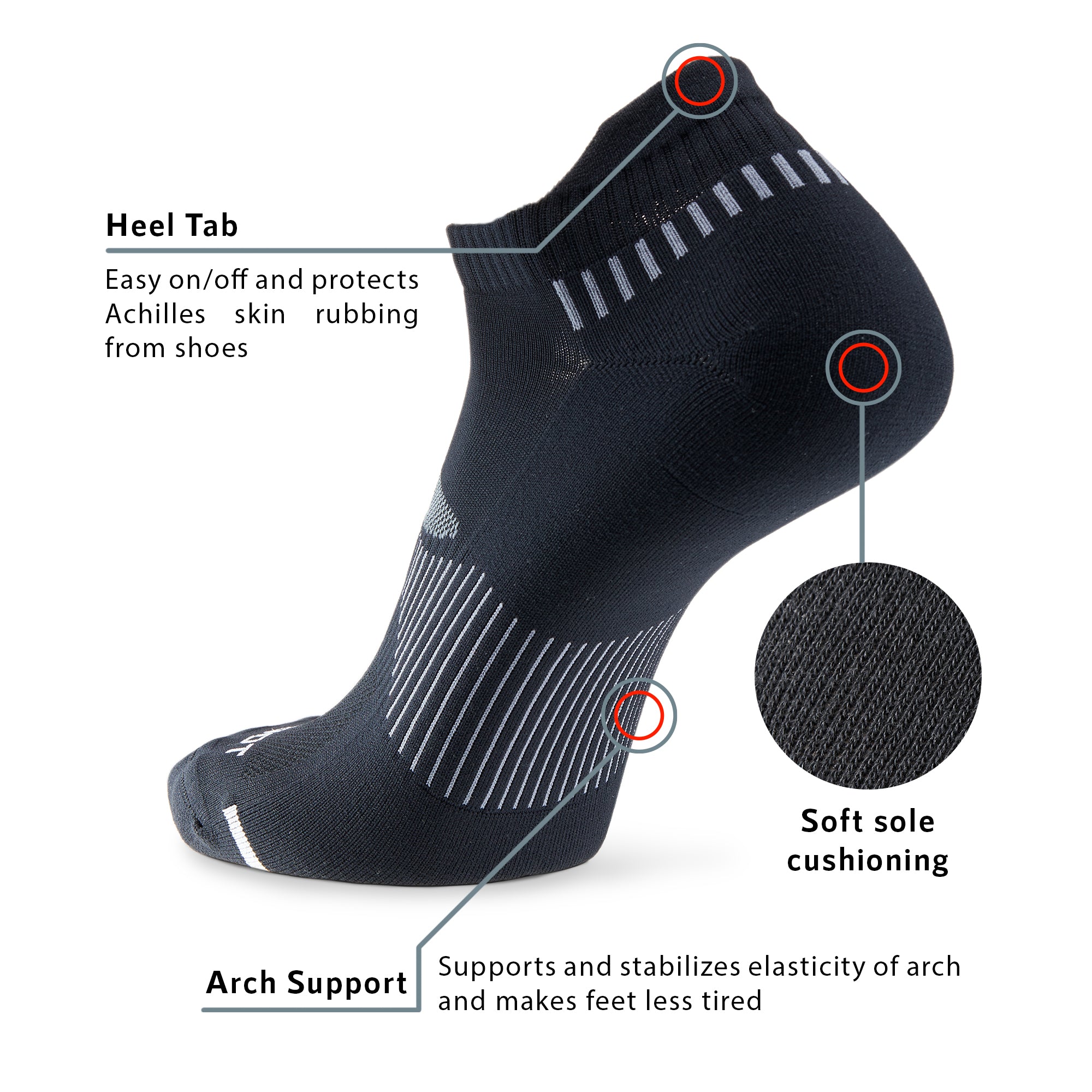 Athletic Silky Dry Ankle Tab 3 Pairs Socks – Monfoot