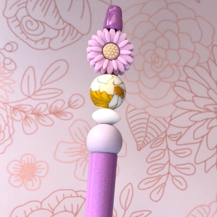 Lavender Flower Pen and Keychain Set