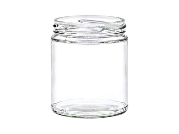 9oz Clear Glass Jars (Black Lug Cap) - 12/Case, Clear Type III 70 mm