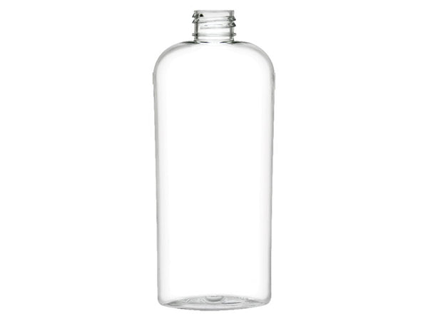 20 oz. Clear PET Plastic Ribbed Oval Bottle, 28mm 28-410