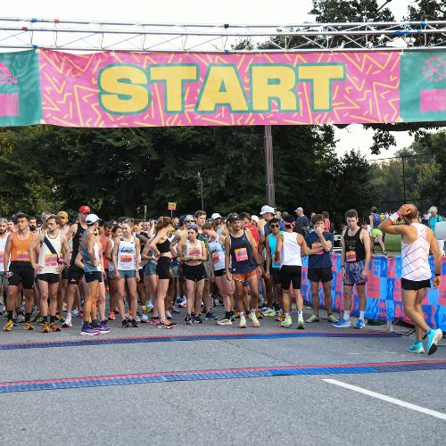 Runners waiting at marathon starting line