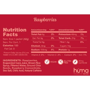 Nutritional Info for Huma Energy Gels Raspberries Flavor