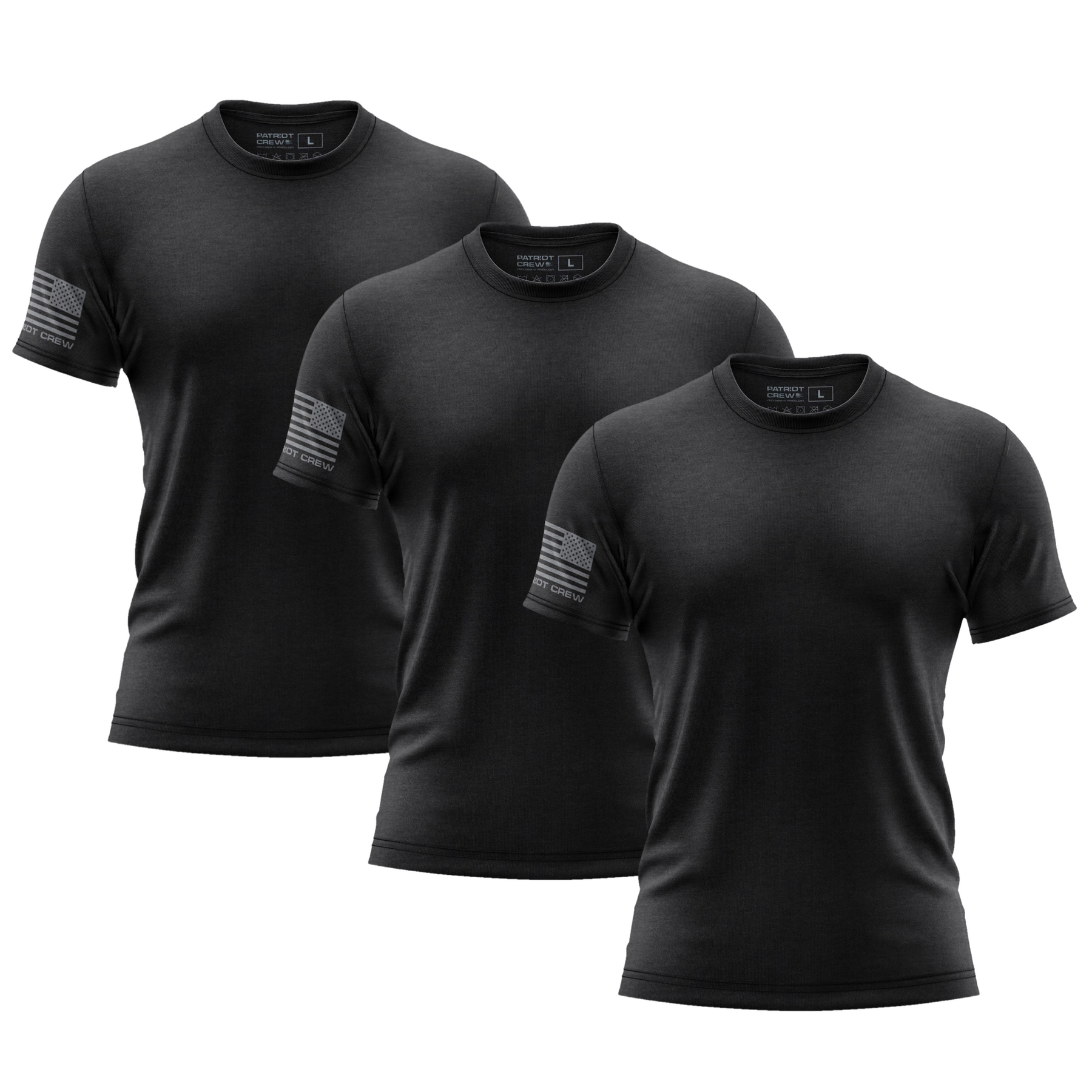 Black Fresh Patriot Crew T Shirt 3 Pack 8307