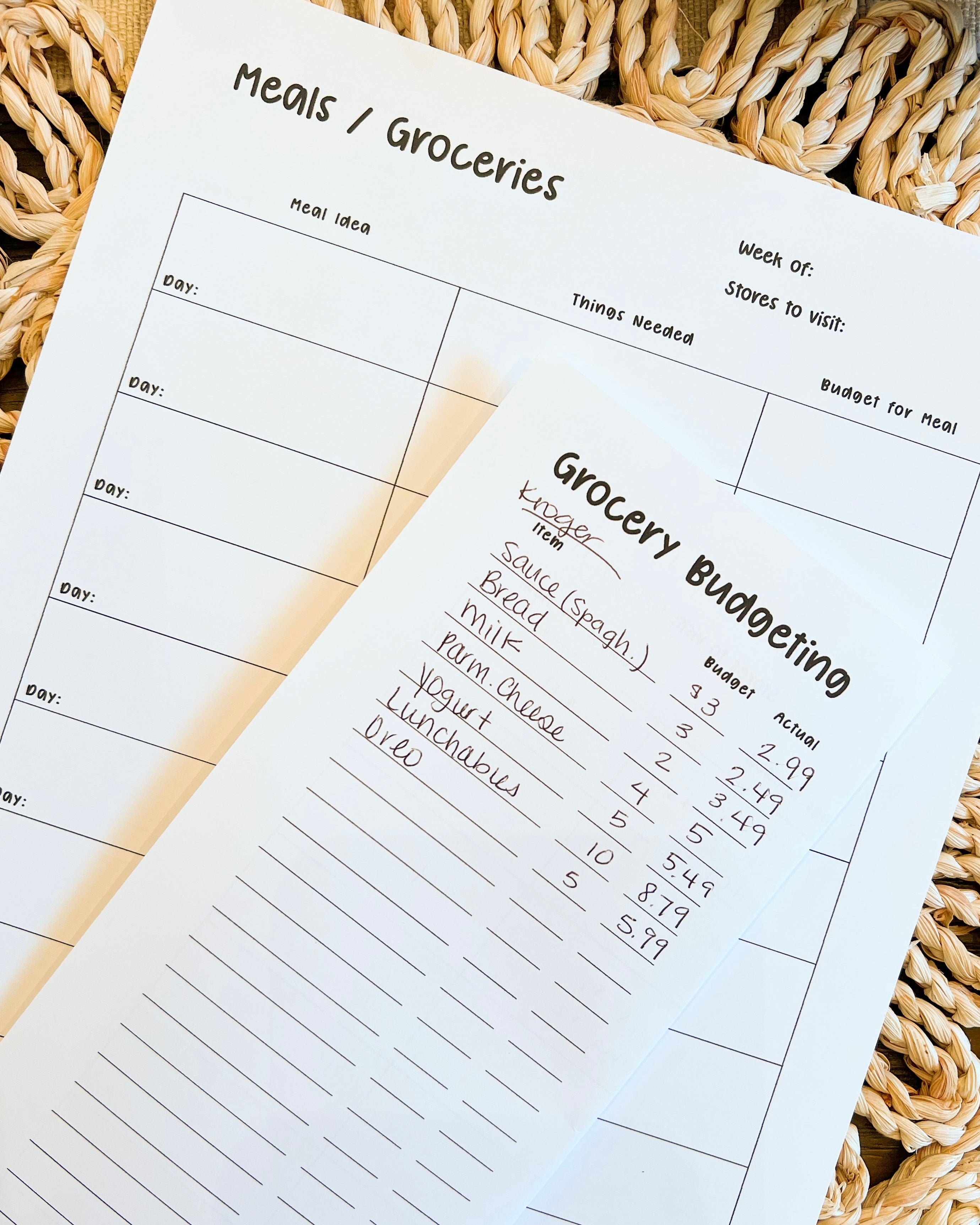 planner pages grocery calendar budget