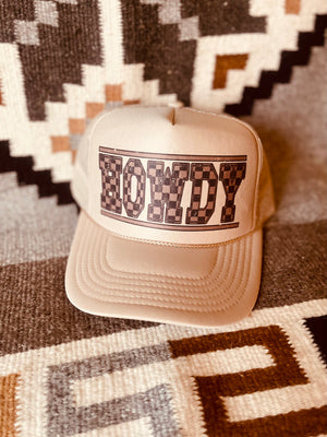 Howdy Checker Trucker Hat (More Colors) - Desert Highway Boutique