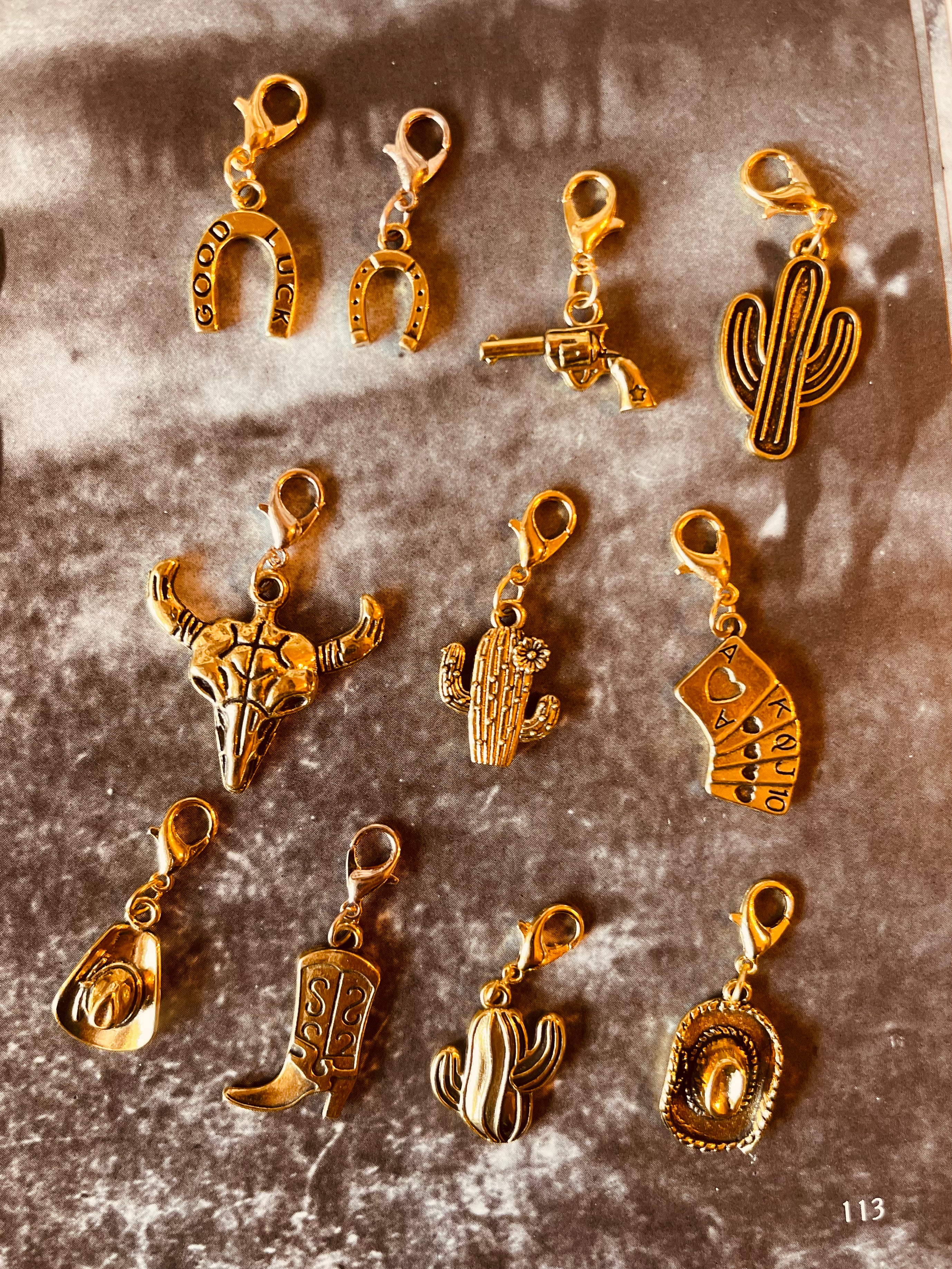 Gold Cowboy Hat Charms