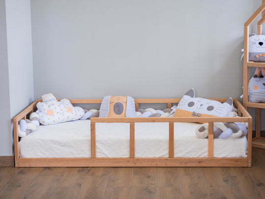 full double montessori floor bed with rails