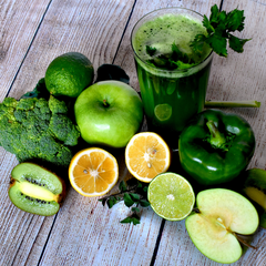 green vegetables and fruits