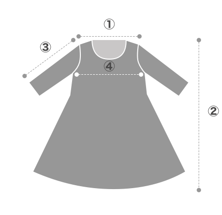 ワンピース（袖あり）の採寸箇所ご案内 | おしゃれなこども衣装レンタル | heartmelt | ハートメルト