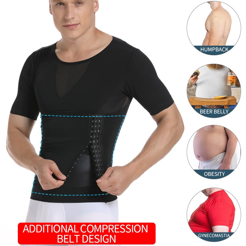 Men's Body Shaper Compression Shirts Abdomen Shapewear Tummy Slimming ...