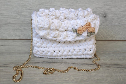 Oversized Crochet Bag with Leather Accent Straps and Lining –