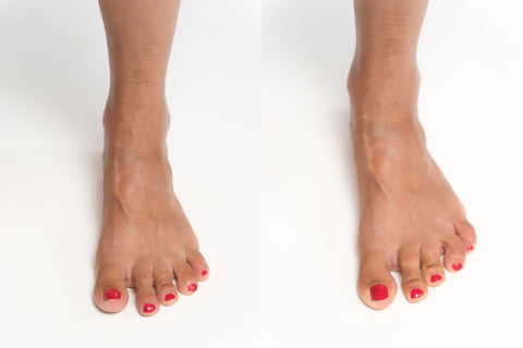 centered ankle vs. collapsed ankle