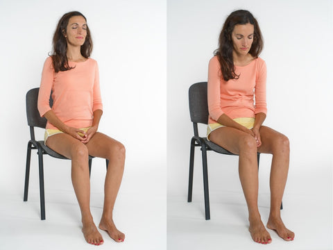 A woman sitting on a chair, displaying active versus passive sitting.