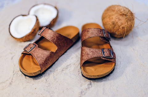 Ahinsa sandals made from recycled Malai material