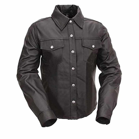 Mens Base Ball Jersey Style Shirt Soft Sheep Black Leather - BBS1 - Leather  Addicts