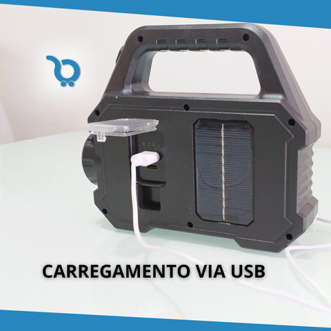 Lanterna Portátil Recarregavel Energia Solar e USB