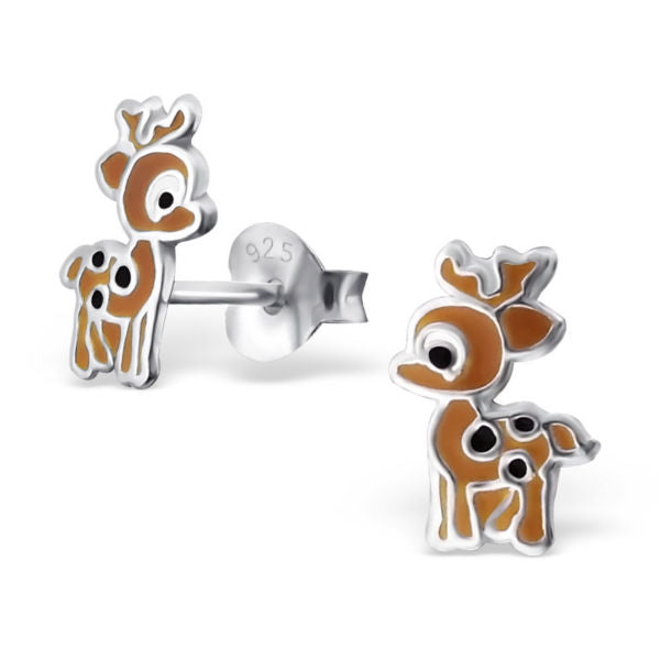 🦚 Kinder Mädchen Ohrstecker Ohrschmuck Reh Rehkitz 925er Silber Ohrringe Kinderschmuck