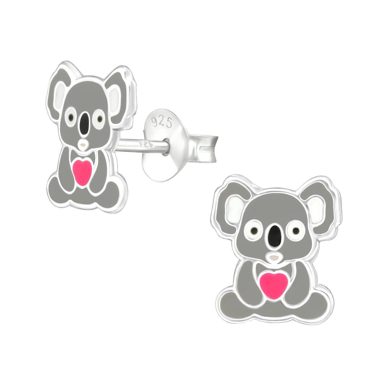 🦚 Kinder Mädchen Ohrstecker Koala Bär Bärchen 925er Silber Ohrringe Ohrschmuck Herz