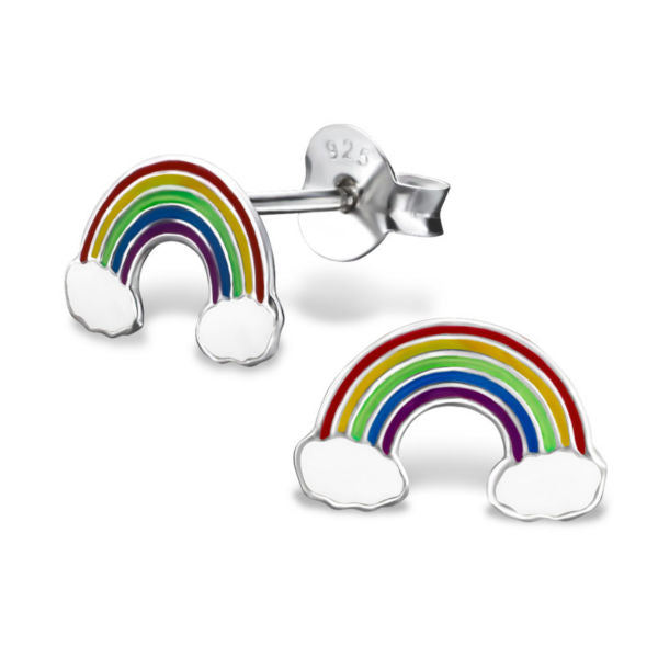 🦚 Kinder Mädchen Ohrstecker Ohrschmuck Regenbogen Rainbow 925er Silber Ohrringe