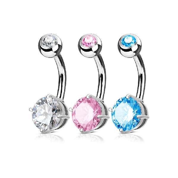 🦚 3er Set Bauchnabelpiercing Zirkonia Kristall Stein Chirurgenstahl