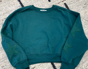 Dark Green Stars Sweatshirt - Bates Bows Co & More