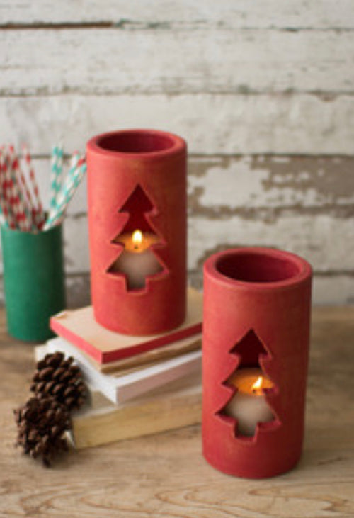 Red Clay Christmas Tree Luminary