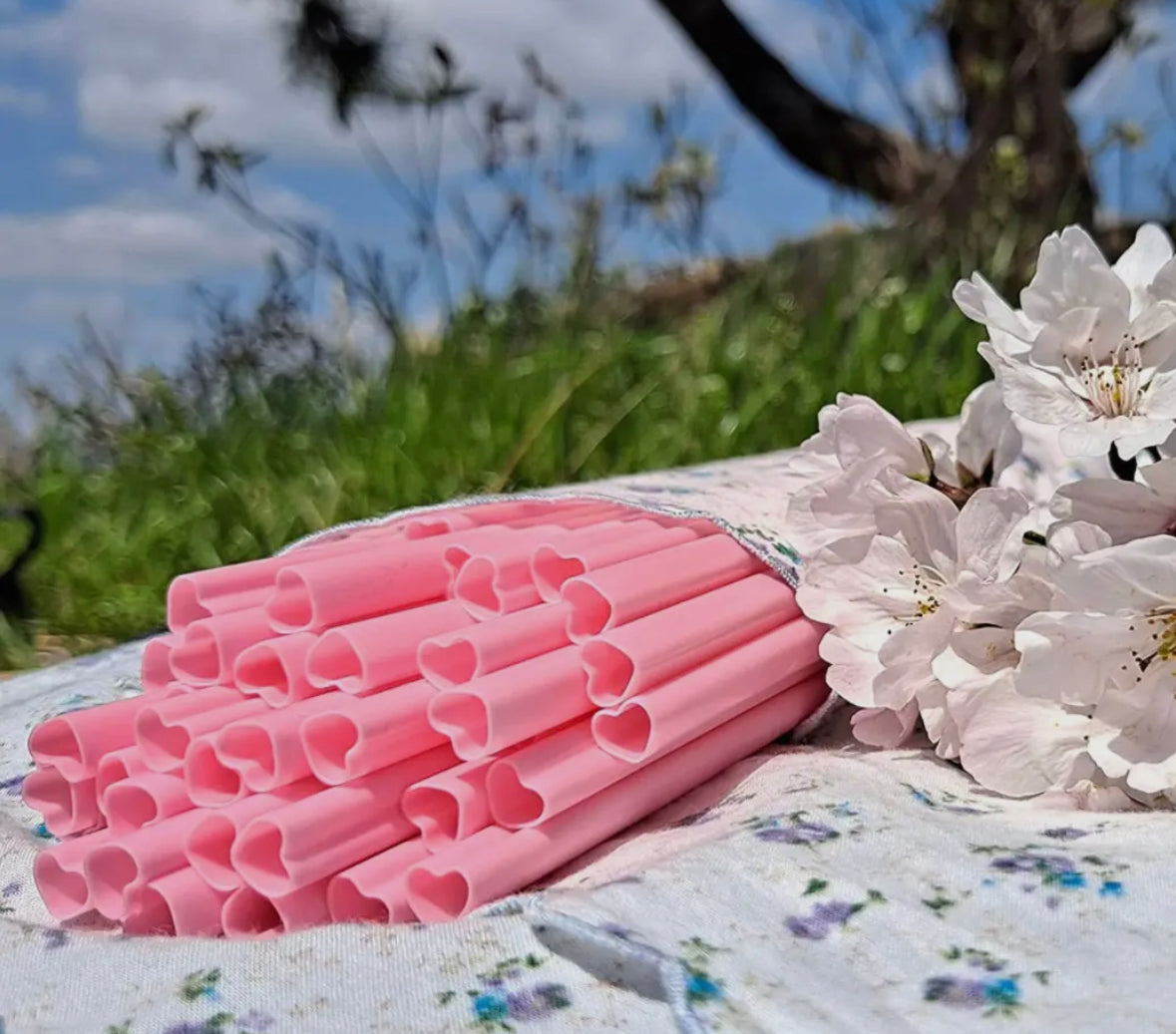 Reusable Pink Heart Straw