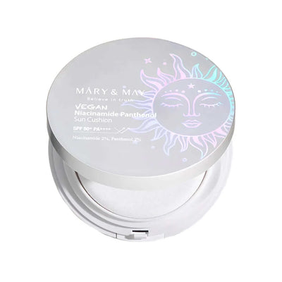 Balinošs saules aizsarglīdzeklis-kušons Mary&May Vegan Niacinamide Panthenol Sun Cushion SPF50+ PA++++