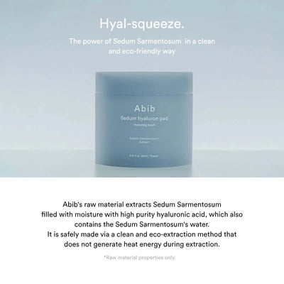 Mitrinošās plāksnītes sejai Abib Sedum Hyaluron Pad Hydrating Touch