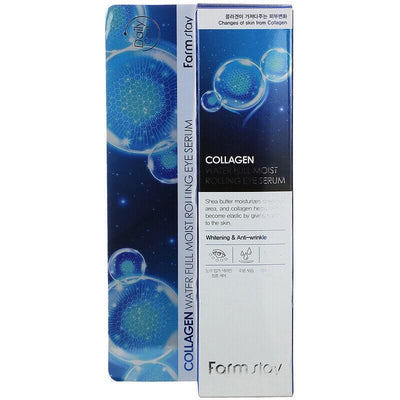 Sērums-rolleris ādai ap acīm ar kolagēnu FarmStay Collagen Water Full Moist Rolling Eye Serum