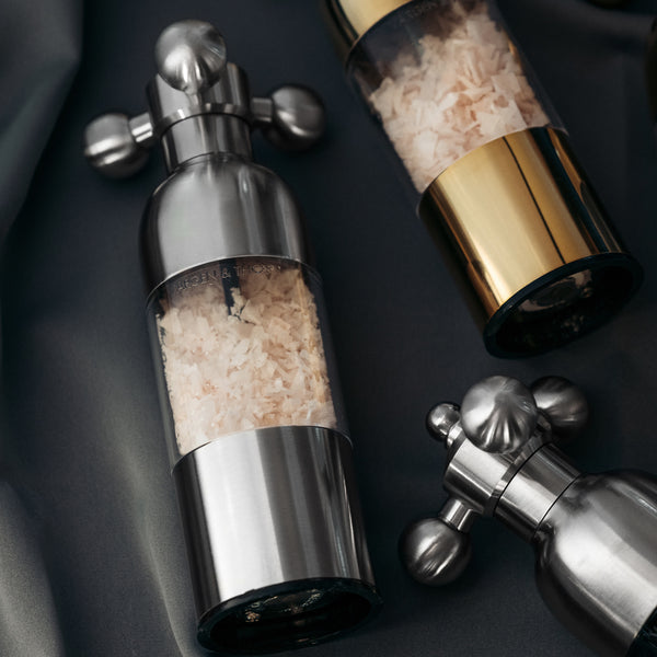 ALFREDO salt & pepper grinder set in steel, small